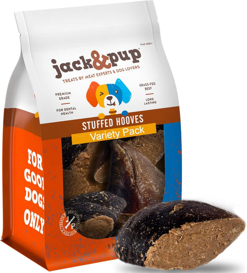 Jack&Pup Filled Cow Hooves for Dogs | Stuffed Dog Chew Hoofs (Flavors: Peanut Butter, Bacon & Cheese, Bully Sticks) | Natural Dog Chews Cow Hoofs ...