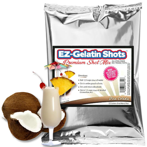 Pina Colada Jello Shot Mix 6.78 oz - Premium Gluten-Free Jello Mix for Tasty Jello Shots - Easy to Make EZ Gelatin Powder Mix for Jello Shots - Ad...