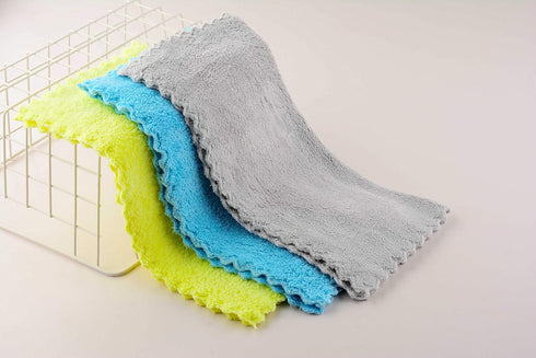 Ultra Soft Edgeless Microfiber Cleaning Towel Pack of 12, All-Purpose Multipurpose Plush 12' x 12' Cleaning Towels, Super Absorbent (Yellow)...