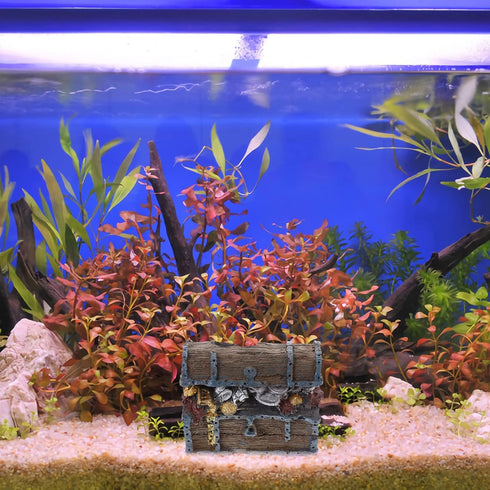 Aquarium Ornament, Simulation Treasure Chest Fish Tank Decoration Resin Hide Castle Ornament Underwater Landscape Decor...