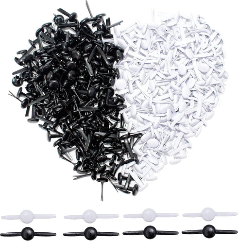 Bestartstore 200pcs 8x15mm Black and White Metal Brads Paper Fastener Brads Scrapbooking Card Making DIY Paper Art Craft Brads...