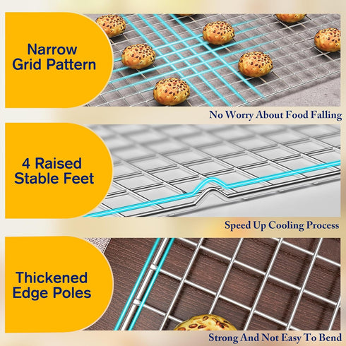 2PCS Cooling Racks for Cooking and Baking - 10" x 15"Heavy Duty Stainless Steel Wire Rack for Baking, Grilling, Roasting - Oven & Dishwasher Safe ...