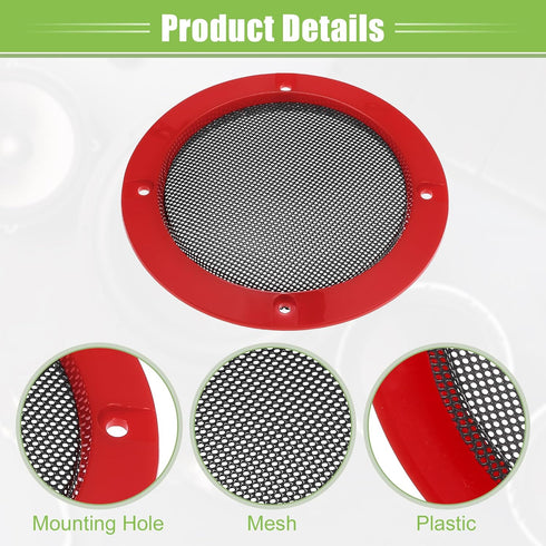 ACROPIX Universal 4" Car Speaker Grills Cover Mesh Round 4 Inch Audio Speaker Subwoofer Guard Protector Case with Mounting Screws Iron Red - Pack ...