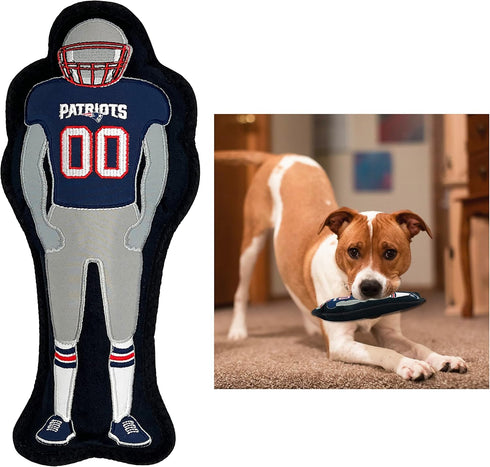 The 1st Ever Tough but Smooth Dog Toy NFL New England Patriots Football Athletes Player Tough Pet Toy. A Premium Quality Doggie Toy with Built-in ...