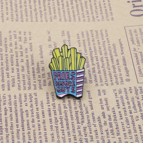LQRI French Fries Enamel Lapel Pin Brooch Fries Before Guys Gift French Fries Lover Gift Funny Fry Food Enamel Pins...