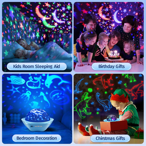 ?Gifts Package? Star Projector Light for Kids Gifts, 96 Lighting Star Light Room Lights Bedroom Decor,6 Films-360°Rotating LED Space Light Project...