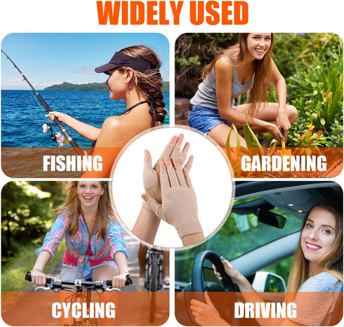 VOSAREA Women Sunscreen Fingerless Gloves UV Protection Half Finger Gloves Outdoor Gloves for Cycling Driving Riding Fishing Golfing Outdoor Activ...