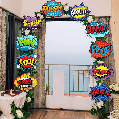 Poen Hero Themed Party Decorations Large Hero Action Sign Fun Cutouts Super Theme Birthday Baby Shower Party Supplies Back to School Classroom Dec...