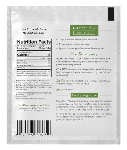 Mrs. Wages Guacamole Seasoning Mix, 0.8 Ounce (Pack of 12)...