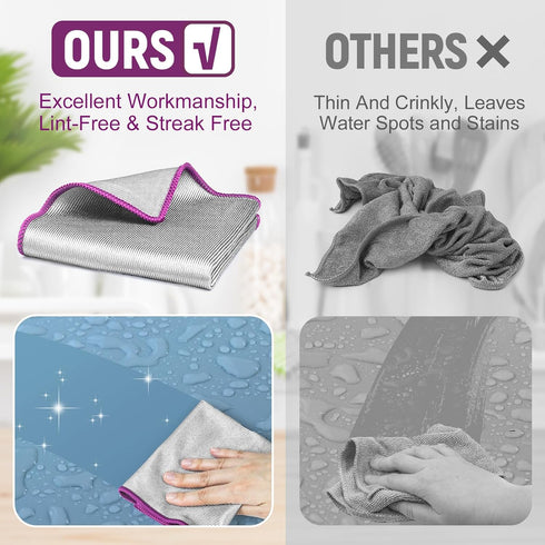 Polishing Microfiber Cleaning Cloth for Glass Wine Miracle Streak Free Lint Free Wipes Household Auto Detailing Bathroom Cleaner, Pack of 6, 12 x ...
