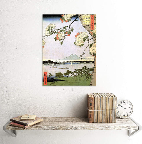 Painting Japanese Woodblock Cherry Blossom Ships ON Water New FINE Art Print Poster Picture 30x40 CMS CC3450...