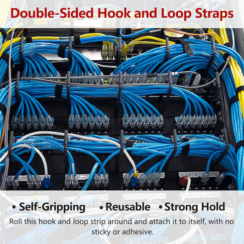 Hook and Loop Straps Double-Sided Adhesive Strip and Cables Self-Gripping Hook and Loop Roll,Cut To Length,Reusable Wide 1.2in Fastening Cable Str...