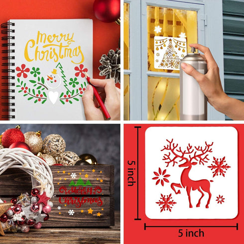 Christmas Stencils for Painting, Drawing Stencils for Christmas Craft Supplies Card Making Kit for Adults, Christmas Holiday Stencils for Spraying...