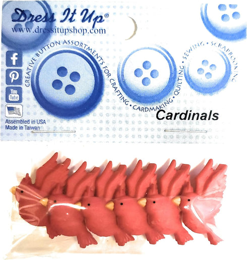Cardinals - Buttons by Dress It Up Buttons & Embellishments, Red...
