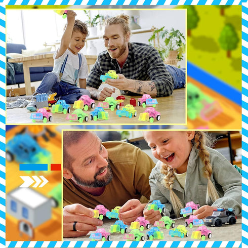 28 Pcs Construction Toys for Boys Kids 4-8 Construction Party Favors Mini Pull Back Vehicles Small Construction Excavator Truck Sand Toy for Pinat...