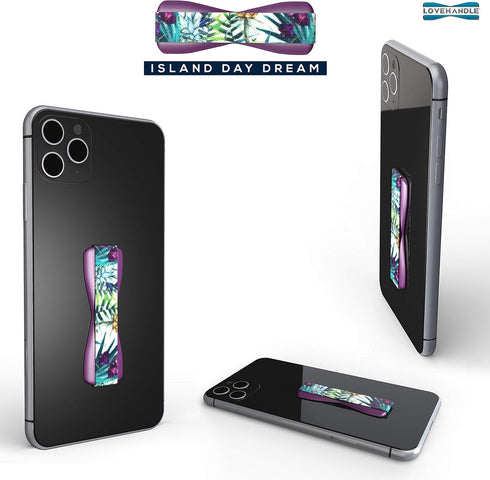 LOVEHANDLE Universal Grip for Smartphone and Mini Tablet, Island Day Dream Design Elastic Strap with Purple Base...