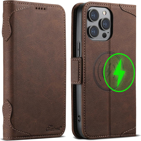 SINIANL Wallet Case for iPhone 15 Pro Max with Card Holder for Men Women, Compatible with MagSafe Wireless Charging Magnetic Leather Flip Folio Co...