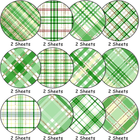 24 Sheet St. Patrick's Day Pattern Paper Green Scrapbook Stripe Plaid Dot 11.8 x 11.8 Inch Double Sided Decorative Craft Paper Folded Flat For DIY...