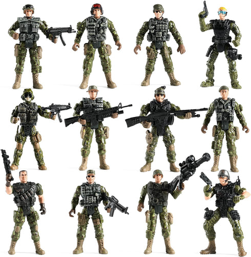 Army Men Action Figures Set, Include 12 Toy Soldiers with Digital Camo and Millitary Weapons-US Army Special Forces Group Toys for Kids Boys, Best...