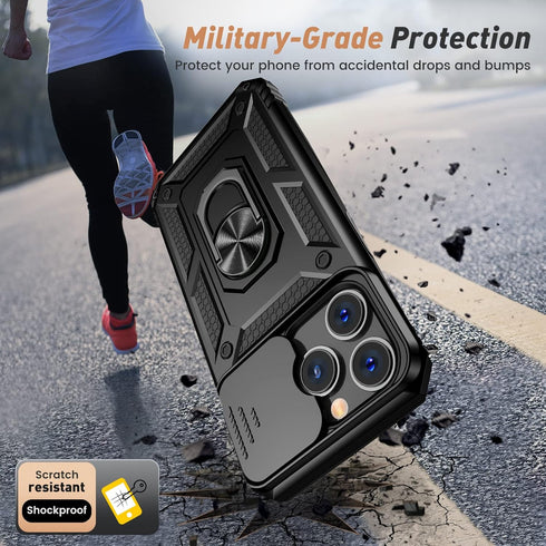 Goton Armor Case for iPhone 13 Pro Case with Slide Camera Cover & Kickstand, Heavy Duty Military Grade Protection Phone Case, Built-in 360° Rotate...