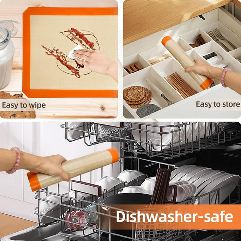 Silicone Baking Mat, Set of 2 Baking Pads Cookit Sheet, Non-Stick Oven-Bake Cover Runner for Making Macaroons, Cookies, Easy Clean & Reusable, 16....