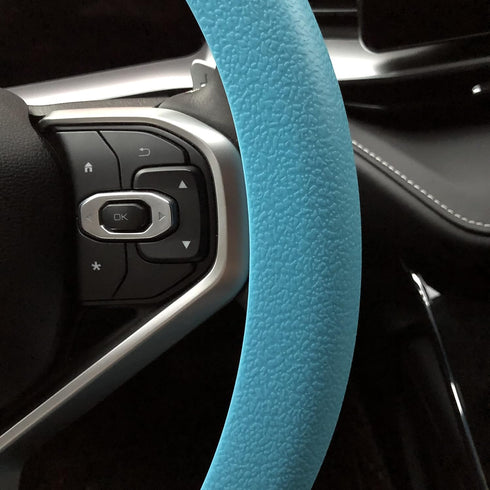 Steering Wheel Cover Auto Car Protective Cover Soft Silicone Cover, Light Blue...
