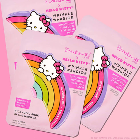 Hello Kitty Hydrogel Forehead Patch for Wrinkle Relief, Anti aging, Smooth Skin infused with Green Tea, Retinol, Vitamin C (3 Pack)...