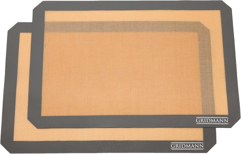 GRIDMANN Pro Silicone Baking Mat - Set of 2 Non-Stick Half Sheet (16-1/2" x 11-5/8") Food Safe Tray Pan Liners...