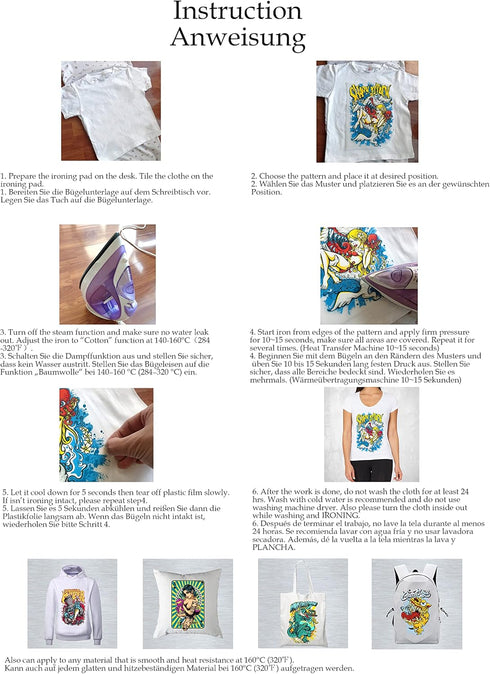 5 Pieces(XXXL Size)Heat Transfer Vinyl Patches;Washable Artistic Fun Funky Style Iron on Stickers;T-Shirt Bag Pillow Clothing DIY Craft Supply Com...