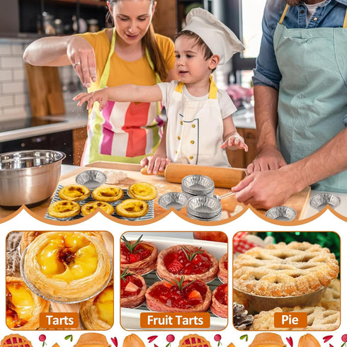 200 Pieces 2.6 Inch Round Pie Tart Small Tin Foil Pans Disposable Aluminum Mini Pie Pans for Baking, Cooking Supplies...
