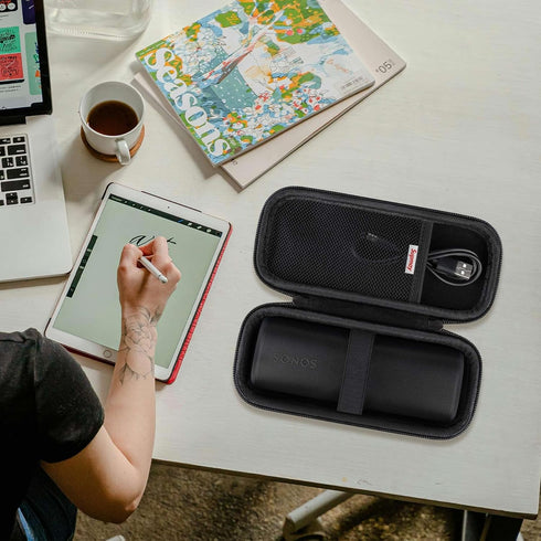 Hard Carrying Case for Sonos Roam 2/ Sonos Roam Portable Waterproof Bluetooth Speaker, Wireless Portable Speaker Protection Case with Mesh Pocket ...