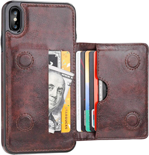 KIHUWEY Compatible with iPhone Xs Max Wallet Case with Credit Card Holder, Leather Kickstand Durable Shockproof Protective Hidden Magnetic Closure...