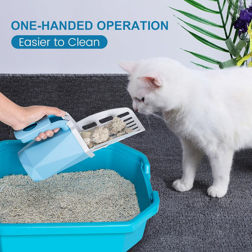 Cat Litter Scooper with Holder Kitty Litter Scoop with Bag, Cat Litter Shovel with 150 Refill Bags, Portable Cat Poop Scooper Cat Litter Container...