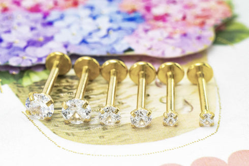 16G Diamond CZ Lip Rings Labret Monroe Nose Tragus Helix Ear Piercing Jewelry Surgical Stainless Steel 2/3/4mm CZ 8mm Bar Length 3 Pairs Set...