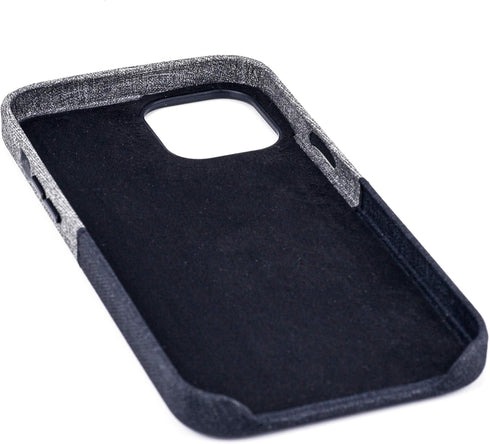 Dockem Luxe M1 Card Case for iPhone 12 Pro Max: Slim Canvas-Style Synthetic Leather Wallet Case with Built-in Metal Plate for Magnetic Mounting an...