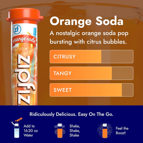 Zipfizz Daily Energy Drink Powder, Orange Soda, 12 Pack | 3-in-1 Sustained Energy, Rapid Hydration, and Essential Vitamins | Sugar-Free | Electrol...