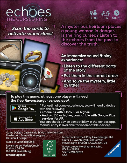 Ravensburger Echoes The Cursed Ring Audio Murder Mystery Game for Adults and Kids Age 14 Years Up...
