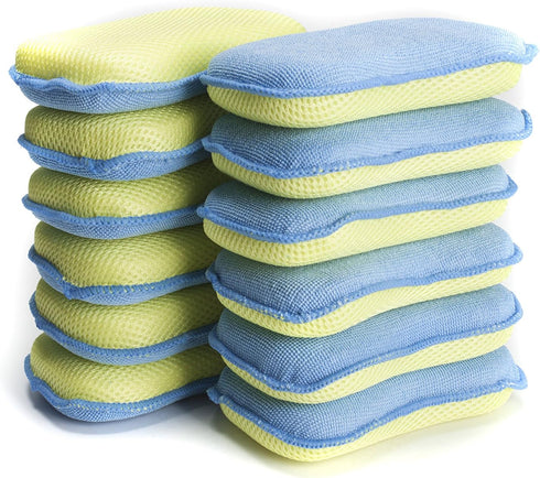 LTWHOME Dual Sided Microfiber 2 in 1 Washing Up Pad Scrubbers and Sponges (Pack of 12)...