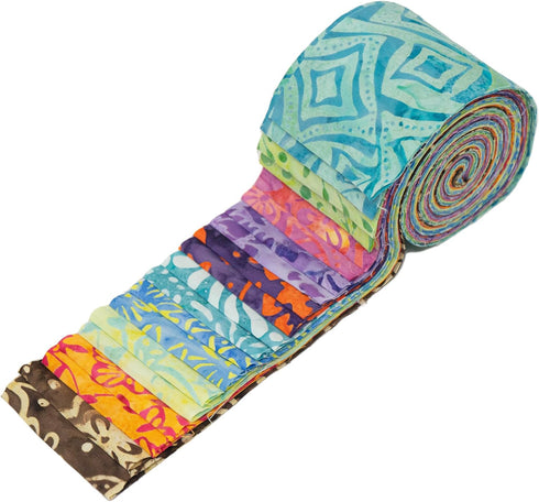 Stitch & Sparkle Indonesian Premium Batik Cotton Vibrant Dreams Jelly Roll 2.5''x 44''...