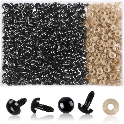 UPINS 600 Pieces 10MM Safety Eyes with Washers Black Plastic Safety Eyes for Amigurumi Doll Crochet Eyes for DIY Crafts Stuffed Animals Making Sup...