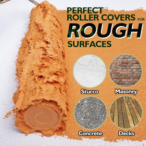6pcs Paint Roller Covers 9 Inch x 3/4" Nap, High Capacity Lambswool Roller Covers for Paint Rollers, Naps for Paint Roller Brush, House Painting S...