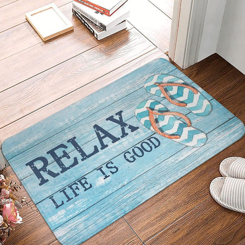 Beach Flip Flops Summer Coastal Blue Indoor Doormat Durable Welcome Front Door Mats Entryway Rugs Non-Slip Absorbent Area Rugs Resist Dirt Carpet ...