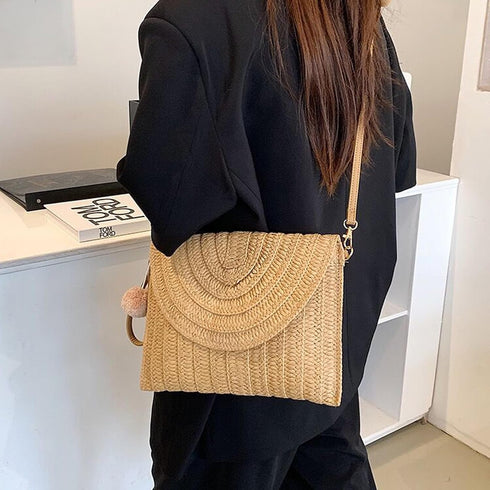 monochef Straw Purse Bag for Women: Vacation Beach Essentials Handbags Shoulder Woven Crossbody Bags Rattan Clutch Purses Summer Wicker Handmade E...