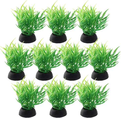 Green Aquarium Plant Ornaments, Artificial Water Plants, Lifelike Plastic Fish Tank Foreground Grass, Water Tank Decorations (10Pcs)...
