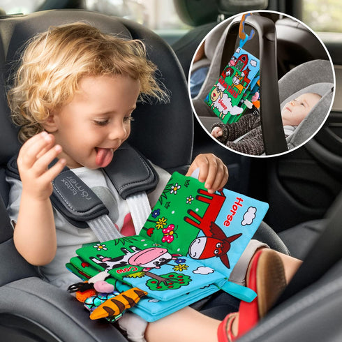 2 PCS High Contrast Crinkle Baby Books 0-6 Months Interactive Sensory Baby Toys 9-12 Month Montessori Activities Touch Feel Infant Book 0-3-6 Mont...
