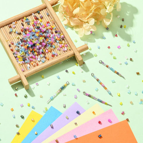 DanLingJewelry Approx 19500Pcs 15 Colors 2mm Glass Seed Beads Small Tube Spacer Loose Beads Kit for DIY Jewelry Making...