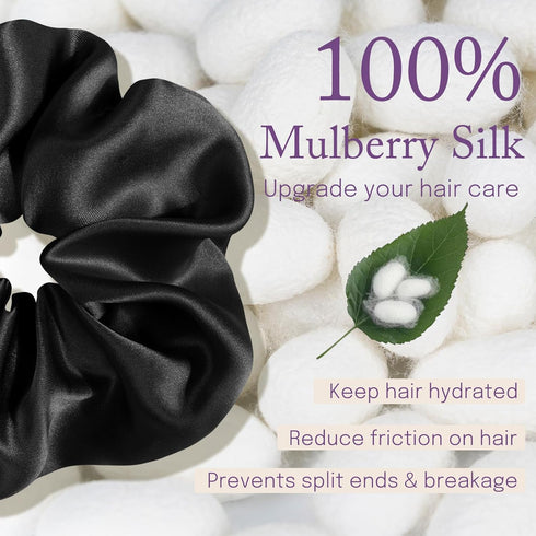 OLESILK Silk Scrunchies Oversized 100% Mulberry - Large for Women Thick Curly Hair Care, Smooth Hair-Ties No Damage for Sleep...