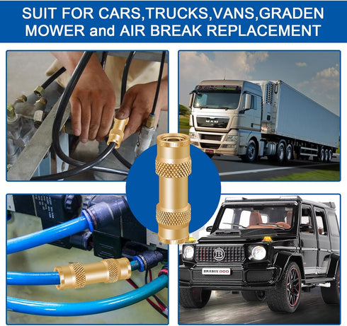 Boltigen 1/4inch Brass Air Brake Line Fitting, 4PCS DOT Push to Connect Brake Line Fitting, 1/4inch OD Air Brake Fitting for Semi Trucks,Cars and ...