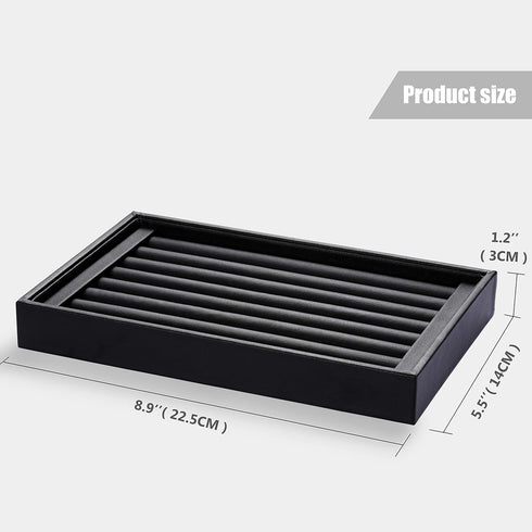 Velvet 7 Slots Ring Earrings Trays Showcase Display Jewelry Organizer (PU Leather)...