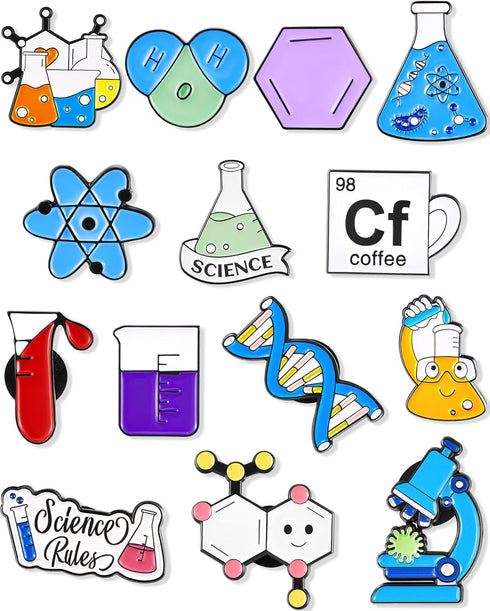 Taiyin 14 Pcs Science Pin Set for Kids Cute Enamel Lapel Pin Lab Pins Cartoon Scientist Science Pins Lapel Laboratory Alloy Brooch Pin for Badges ...